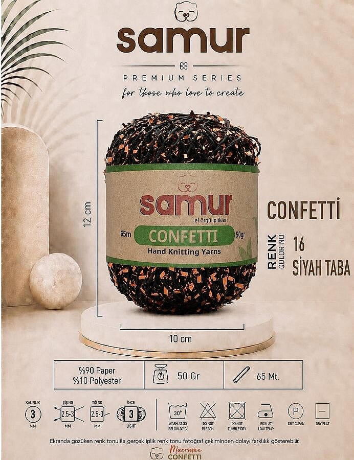 SAMUR,CONFETTİ 16 SİYAH.TABA - SAMUR