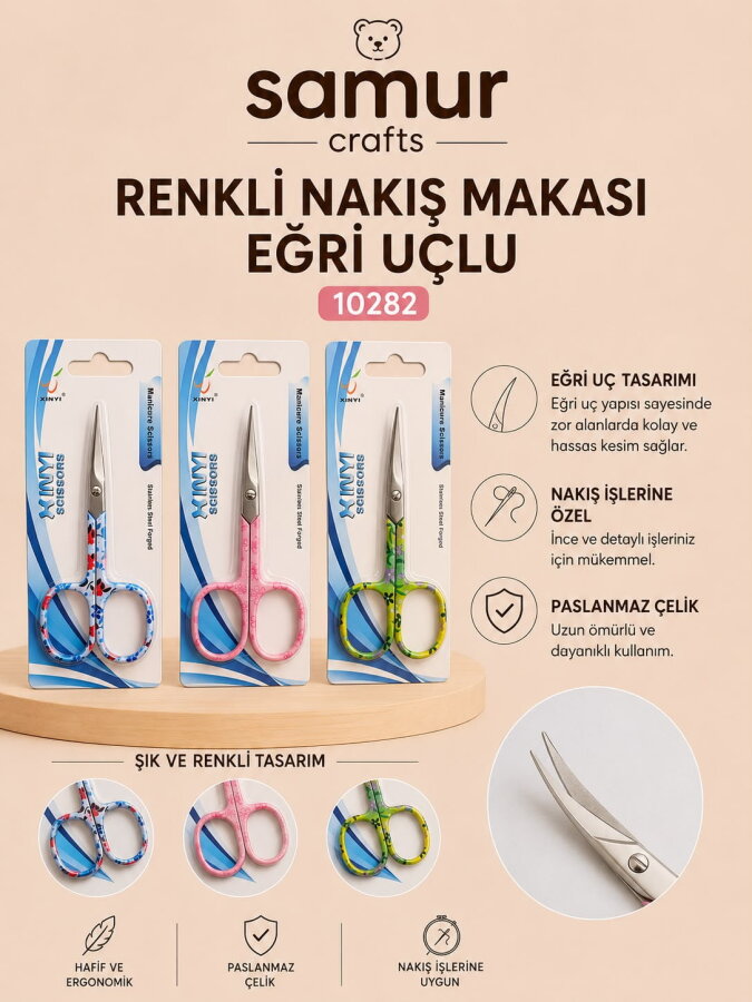 SAMUR CRAFTS,NAKIŞ MAKASI EĞRİ UÇLU 10282 - 