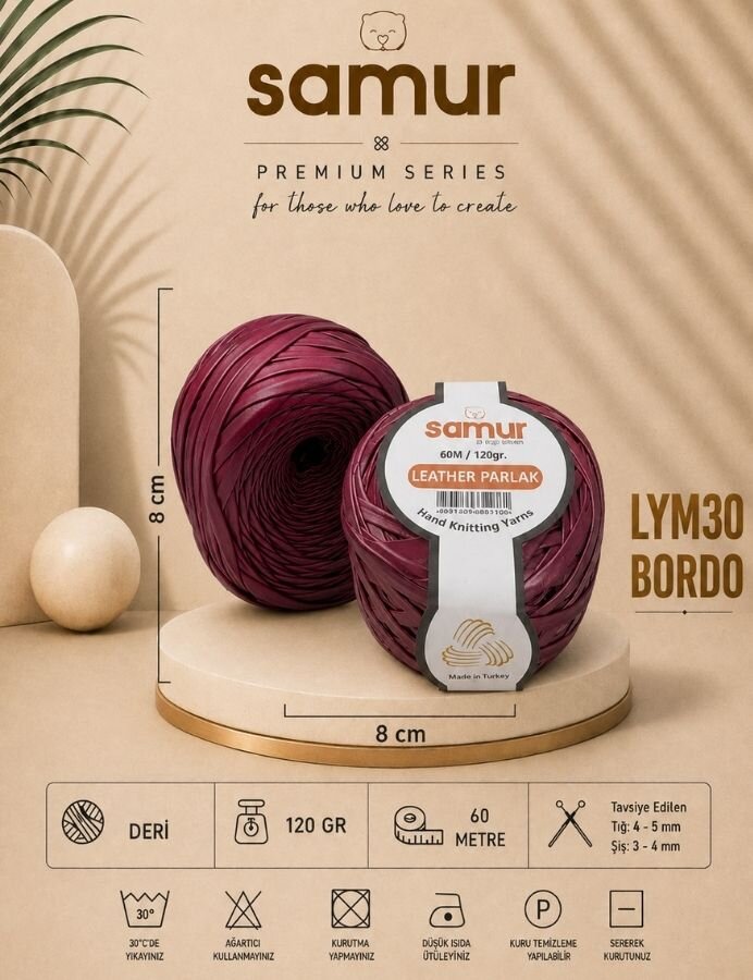 SAMUR,DERİ MAT LYM30 BORDO - SAMUR