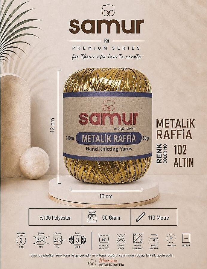 SAMUR,METALİK RAFFİA 102 ALTIN - SAMUR