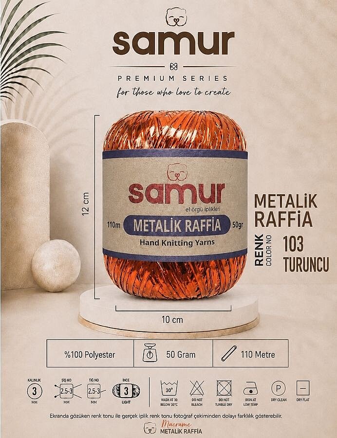 SAMUR,METALİK RAFFİA 103 TURUNCU - SAMUR