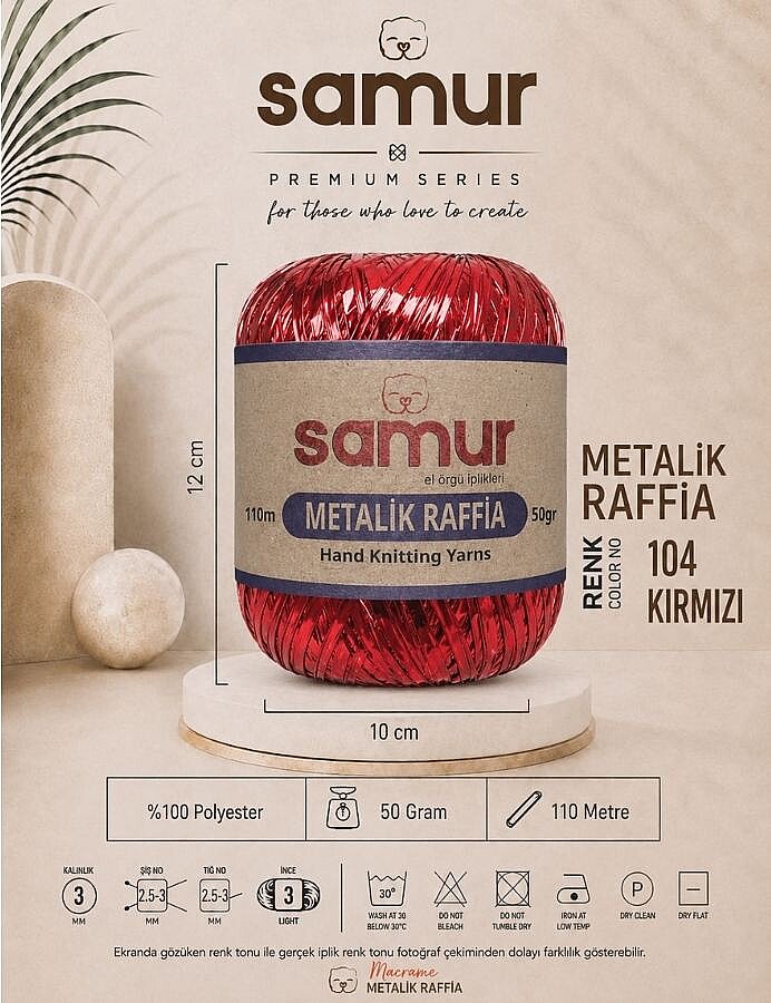 SAMUR,METALİK RAFFİA 104 KIRMIZI - SAMUR
