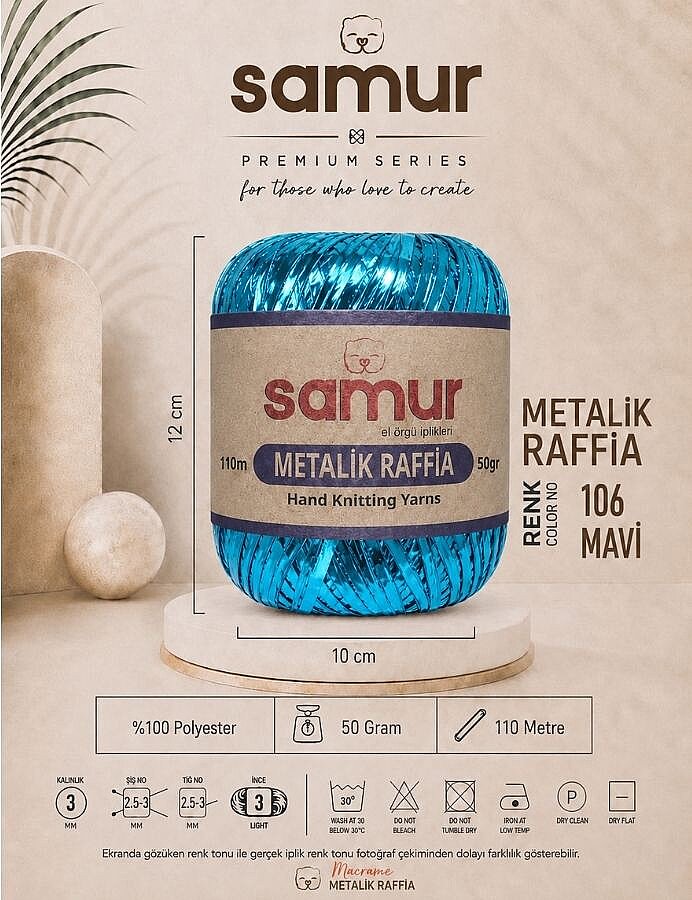 SAMUR,METALİK RAFFİA 106 MAVİ - SAMUR