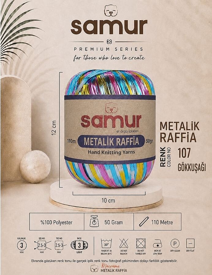 SAMUR,METALİK RAFFİA 107 GÖKKUŞAĞI - SAMUR