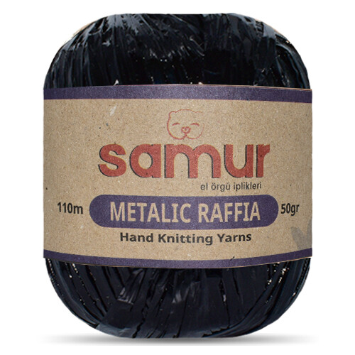 SAMUR,METALİK RAFFİA 113 SİYAH - SAMUR