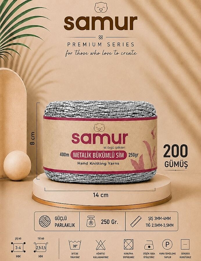 SAMUR,METALİK SİM 200 GÜMÜŞ - SAMUR