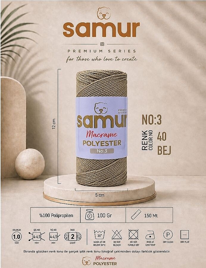 SAMUR,3 NO POLYESTER MAKROME 0040 BEJ - SAMUR
