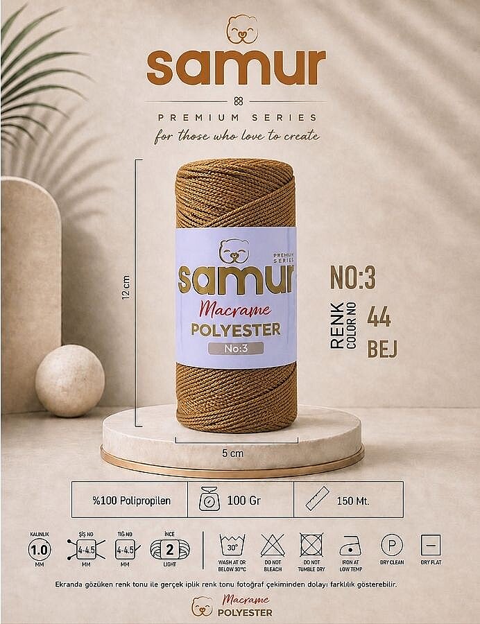 SAMUR,3 NO POLYESTER MAKROME 0044 BEJ - SAMUR