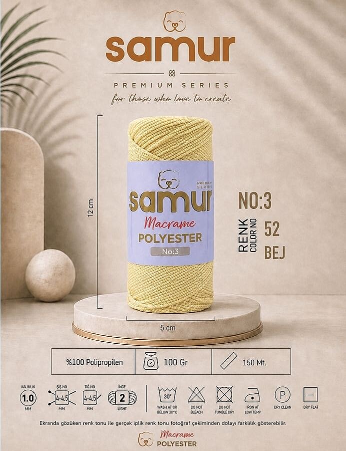 SAMUR,3 NO POLYESTER MAKROME 0052 BEJ - SAMUR