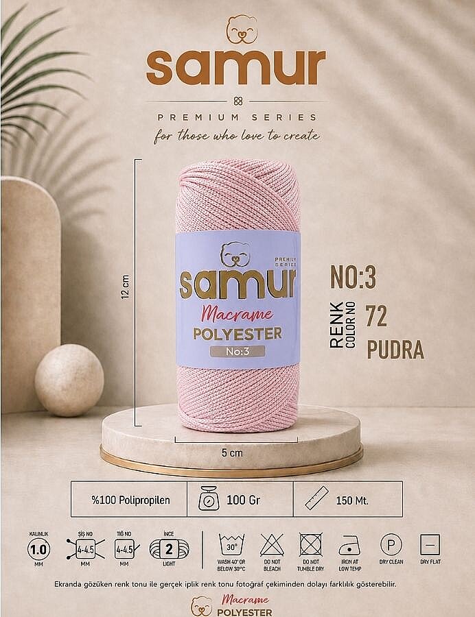 SAMUR,3 NO POLYESTER MAKROME 0072 PUDRA - SAMUR