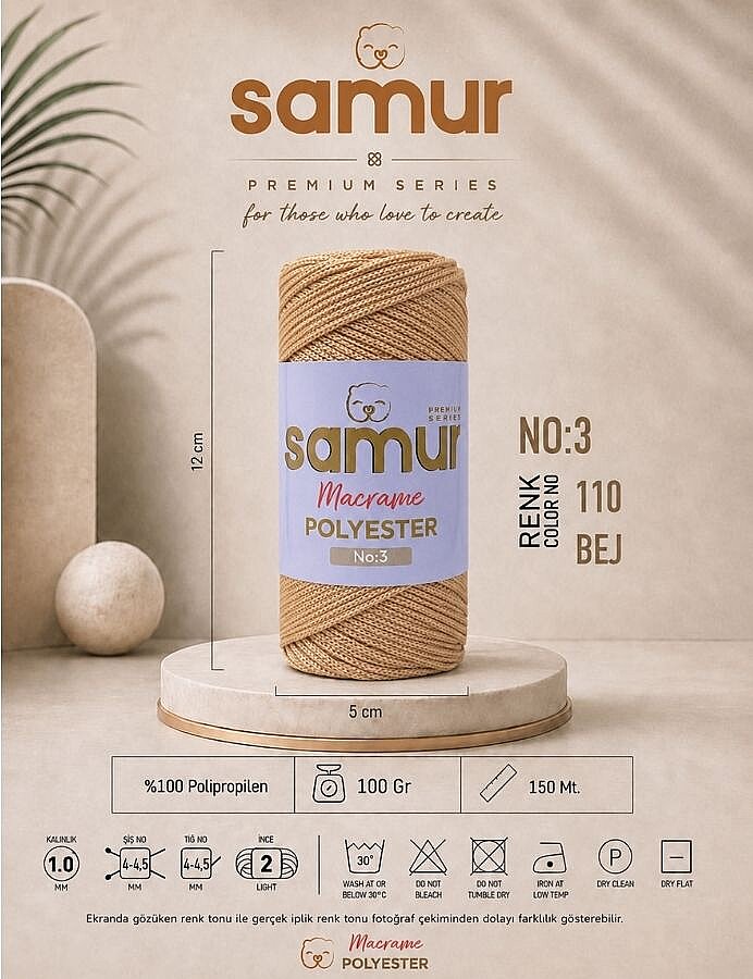 SAMUR,3 NO POLYESTER MAKROME 0110 BEJ - SAMUR