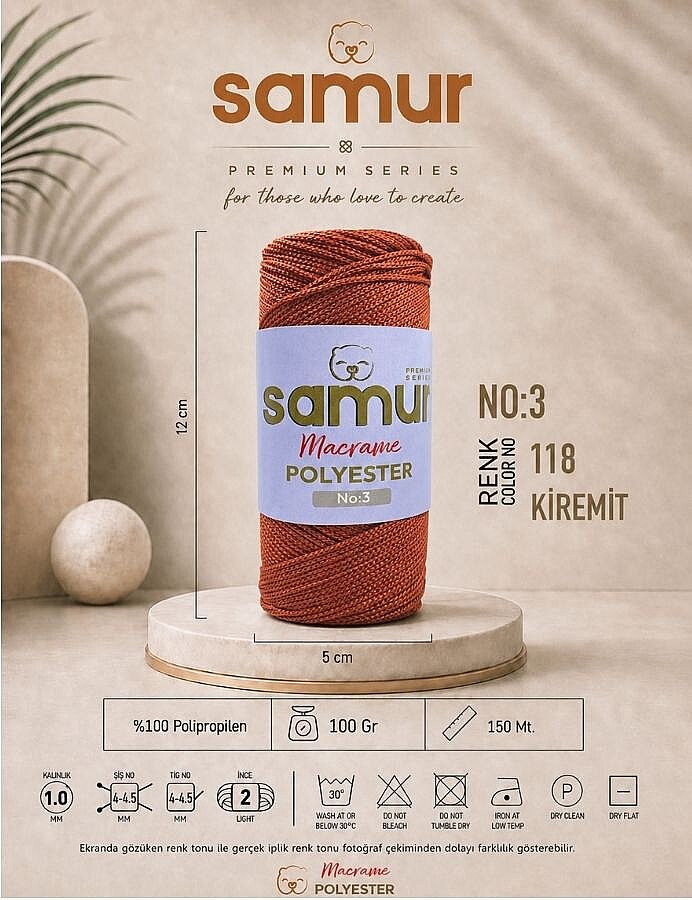 SAMUR,3 NO POLYESTER MAKROME 0118 KİREMİT - SAMUR