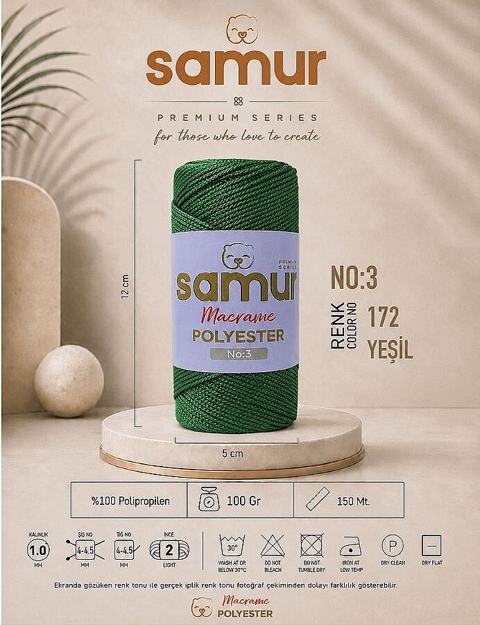 SAMUR,3 NO POLYESTER MAKROME 0172 YEŞİL - SAMUR