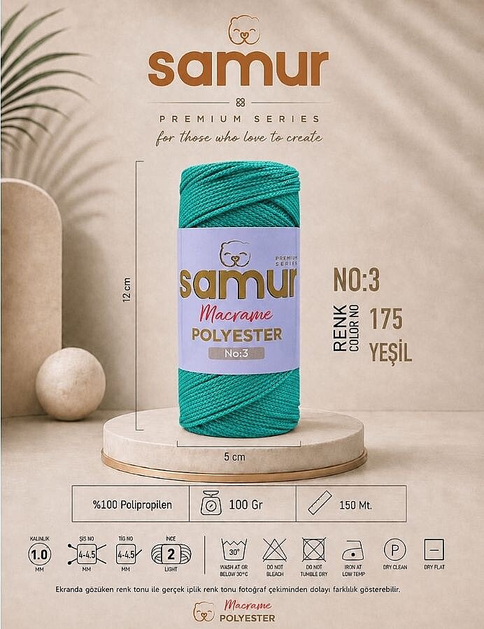 SAMUR,3 NO POLYESTER MAKROME 0175 YEŞİL - SAMUR