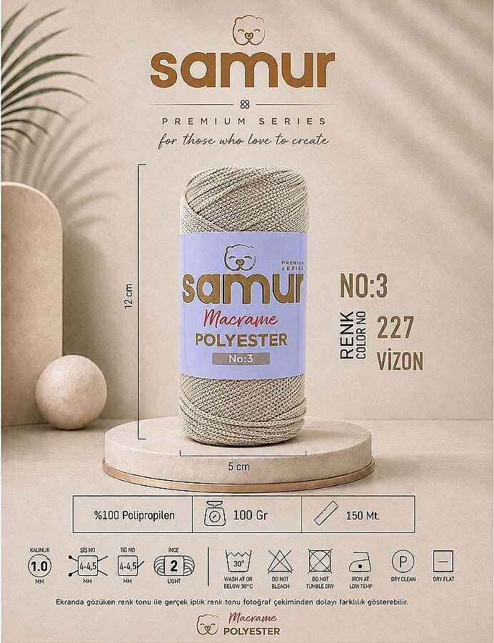 SAMUR,3 NO POLYESTER MAKROME 0227 VİZON - 1