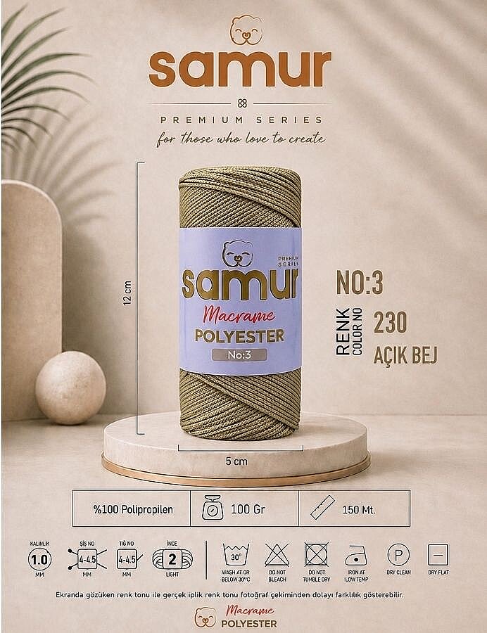 SAMUR,3 NO POLYESTER MAKROME 0230 AÇIK BEJ - SAMUR