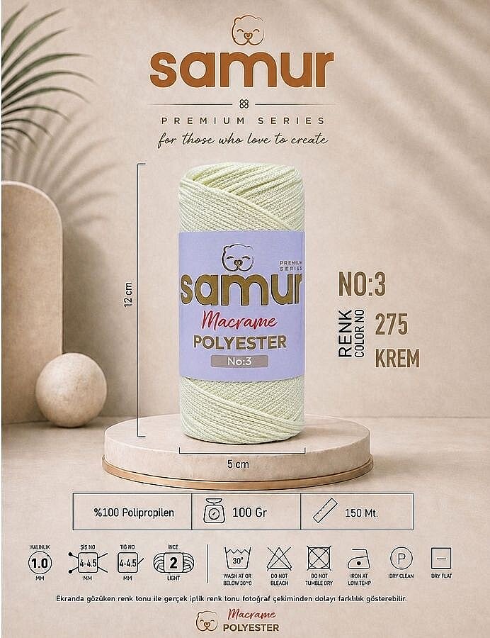 SAMUR,3 NO POLYESTER MAKROME 0275 KREM - 1