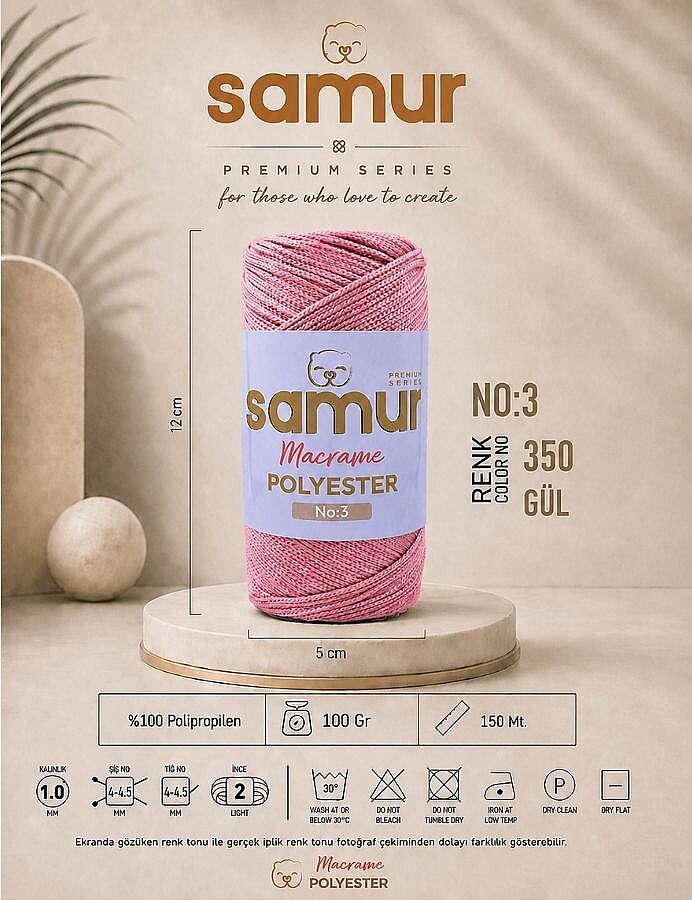 SAMUR,3 NO POLYESTER MAKROME 0350 GÜL - 1
