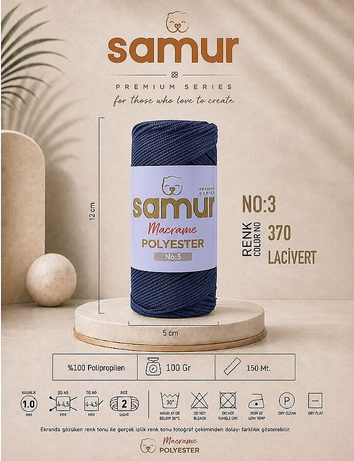 SAMUR,3 NO POLYESTER MAKROME 0370 LACİVERT - SAMUR