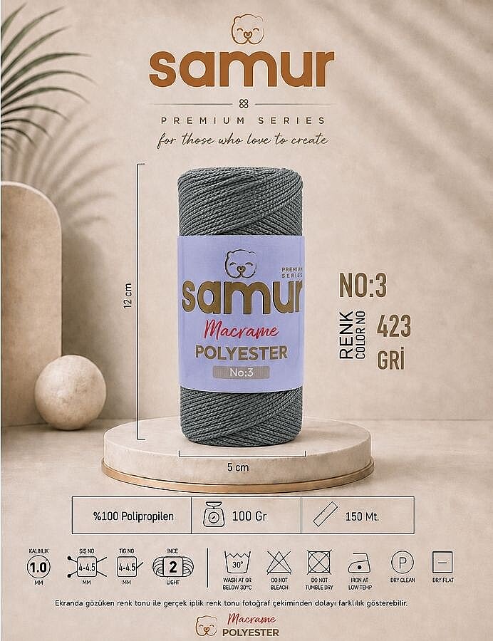 SAMUR,3 NO POLYESTER MAKROME 0423 GRİ - SAMUR