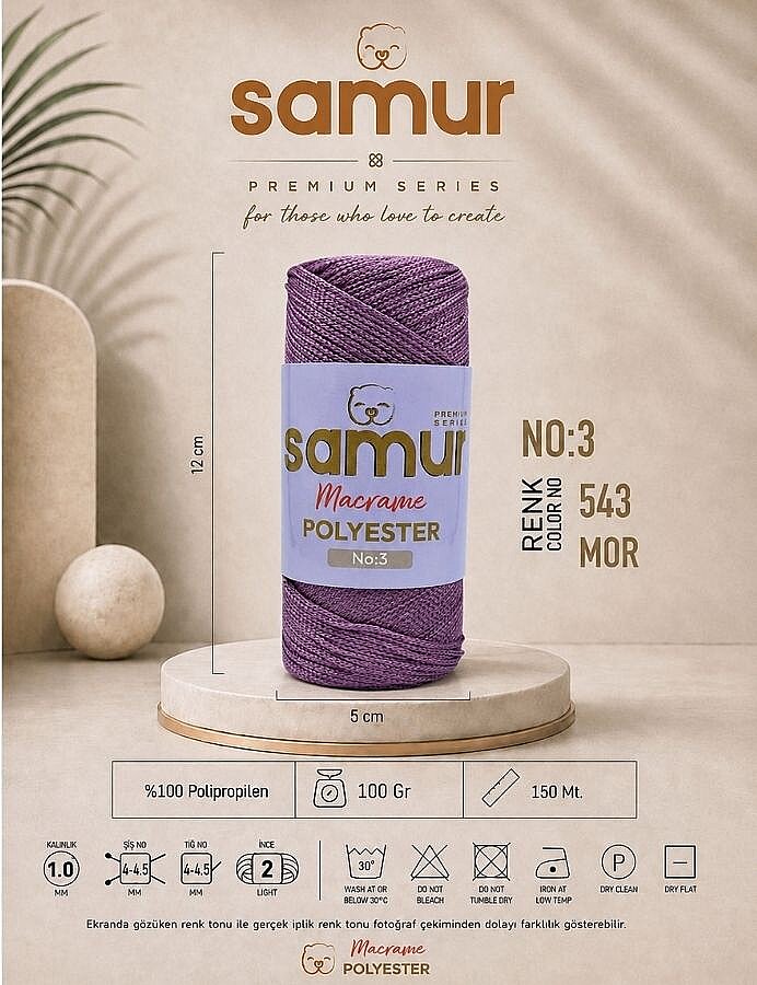 SAMUR,3 NO POLYESTER MAKROME 0543 MOR - SAMUR