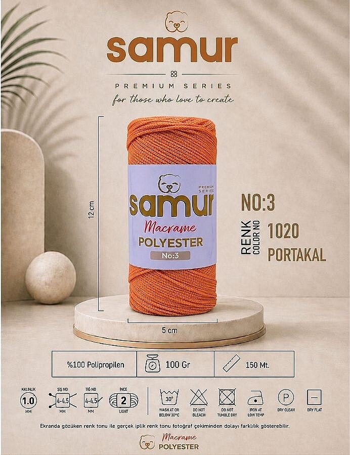 SAMUR,3 NO POLYESTER MAKROME 1020 PORTAKAL - SAMUR