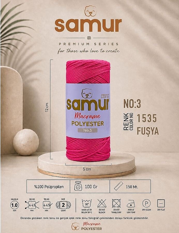 SAMUR,3 NO POLYESTER MAKROME 1535 FUŞYA - 1