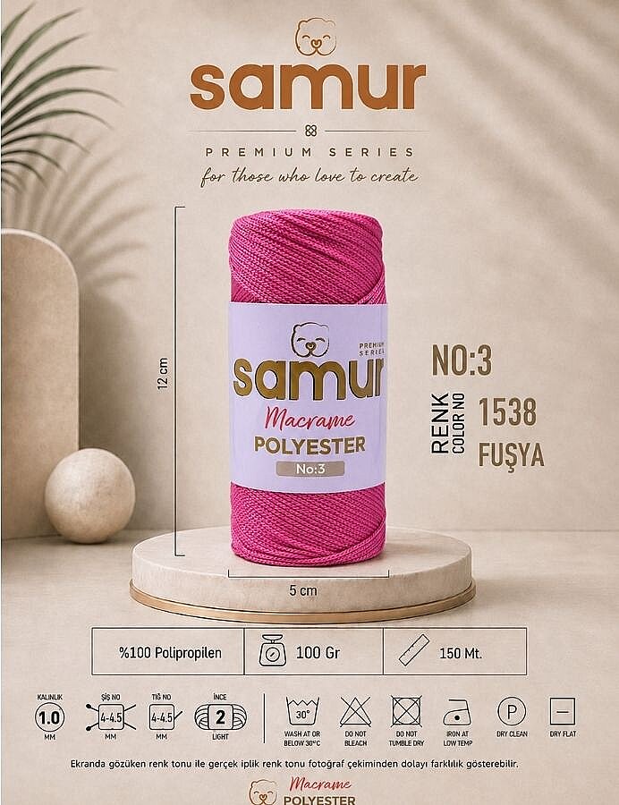 SAMUR,3 NO POLYESTER MAKROME 1538 FUŞYA - SAMUR