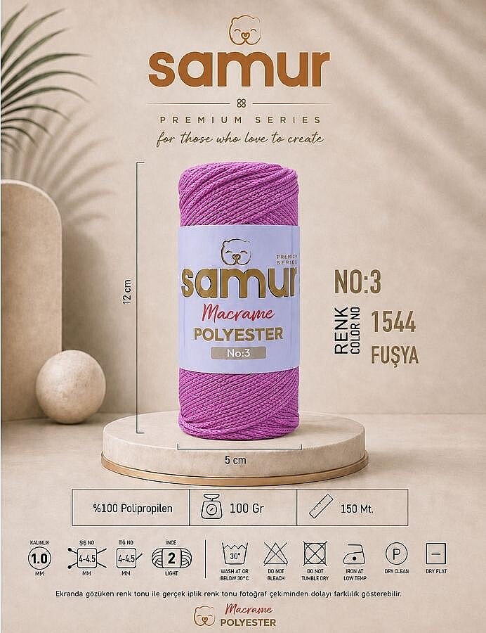 SAMUR,3 NO POLYESTER MAKROME 1544 FUŞYA - 1