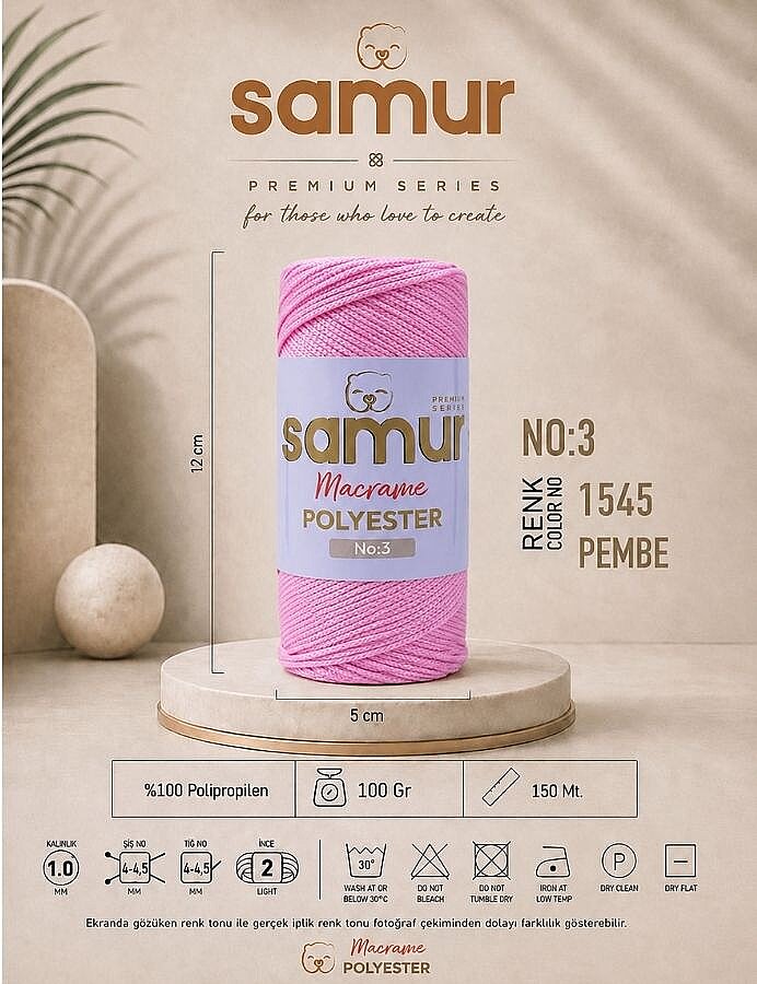 SAMUR,3 NO POLYESTER MAKROME 1545 PEMBE - SAMUR