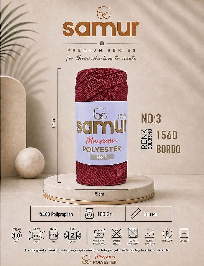 SAMUR,3 NO POLYESTER MAKROME 1560 BORDO - 1