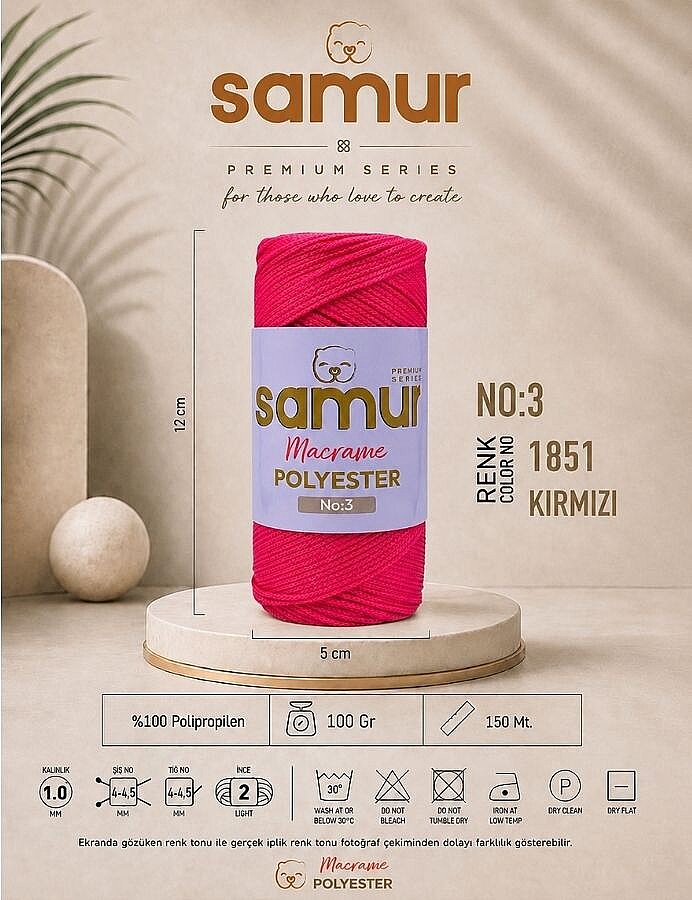 SAMUR,3 NO POLYESTER MAKROME 1851 KIRMIZI - SAMUR