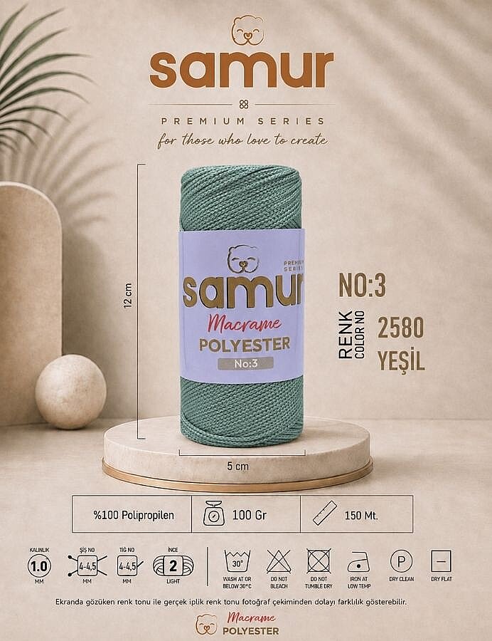 SAMUR,3 NO POLYESTER MAKROME 2580 YEŞİL - SAMUR
