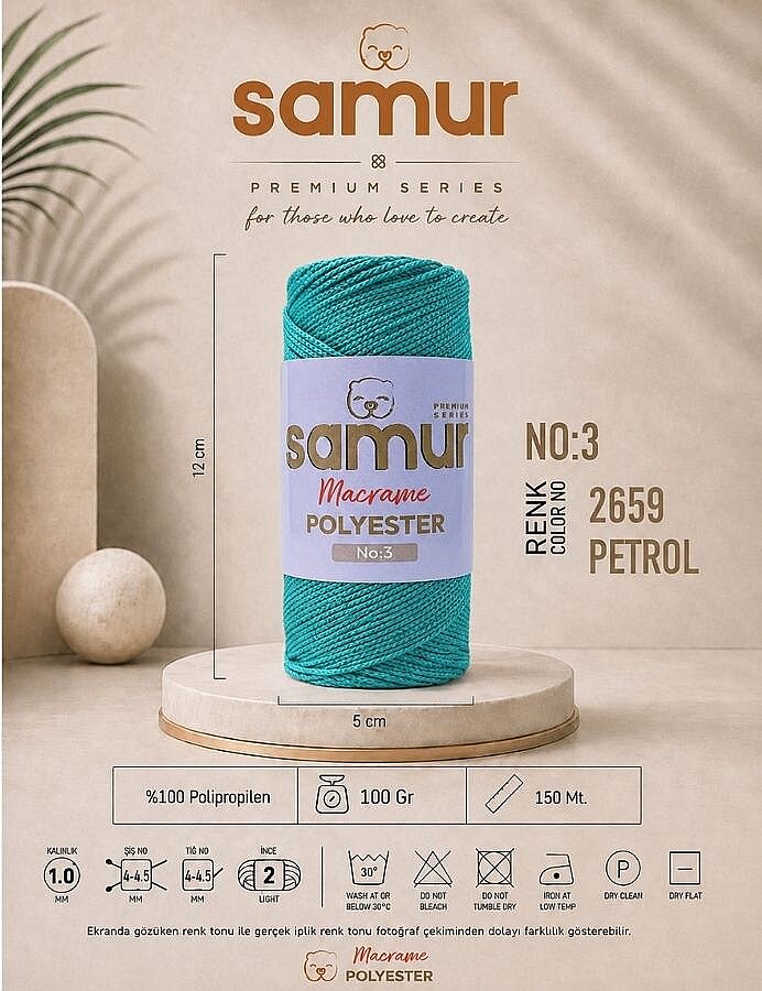 SAMUR,3 NO POLYESTER MAKROME 2659 PETROL - 1