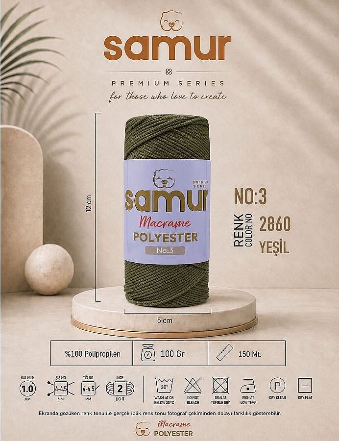 SAMUR,3 NO POLYESTER MAKROME 2860 YEŞİL - SAMUR