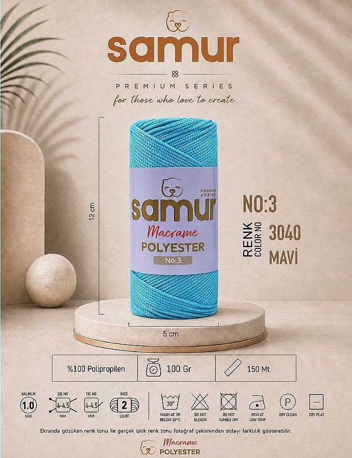 SAMUR,3 NO POLYESTER MAKROME 3040 MAVİ - 1