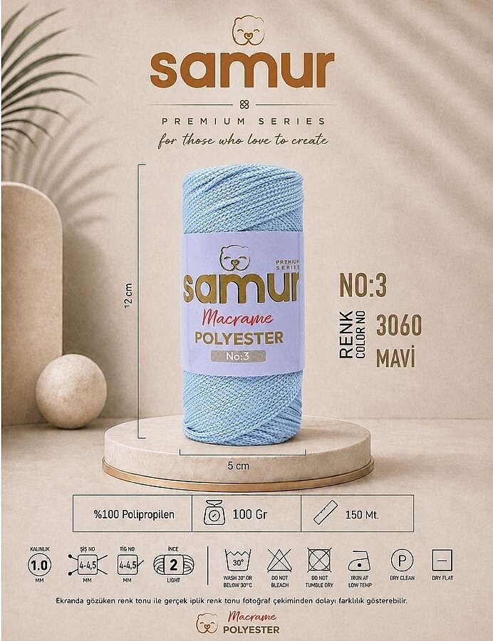 SAMUR,3 NO POLYESTER MAKROME 3060 MAVİ - SAMUR