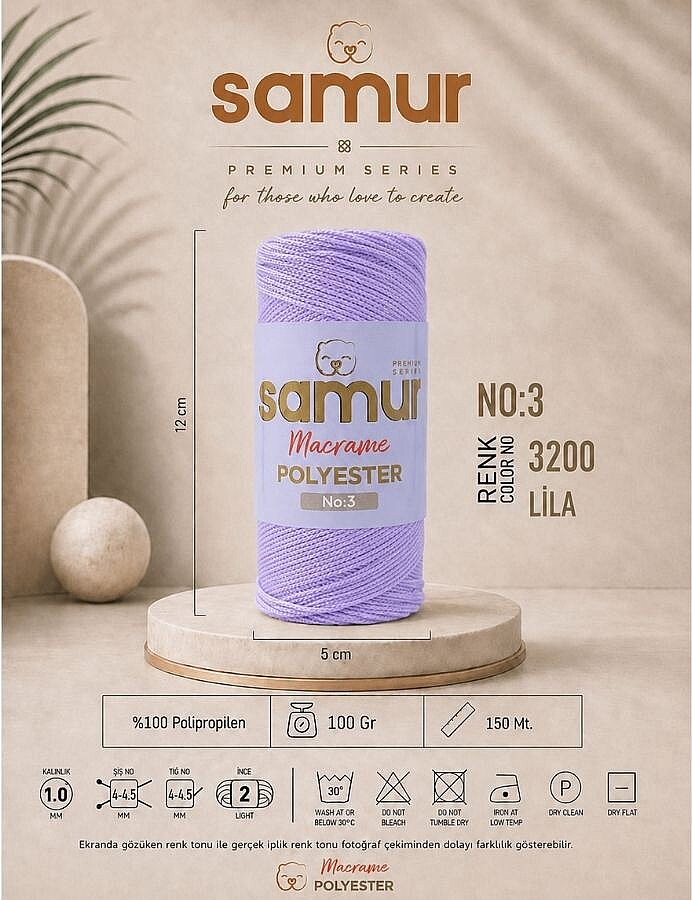SAMUR,3 NO POLYESTER MAKROME 3200 LİLA - 1