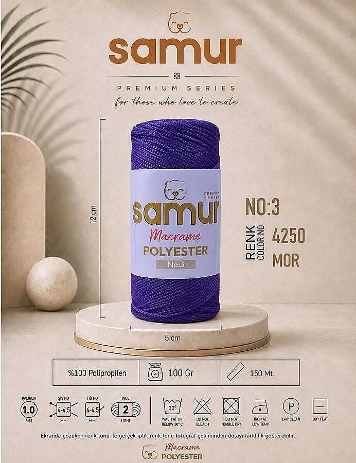 SAMUR,3 NO POLYESTER MAKROME 4250 MOR - SAMUR
