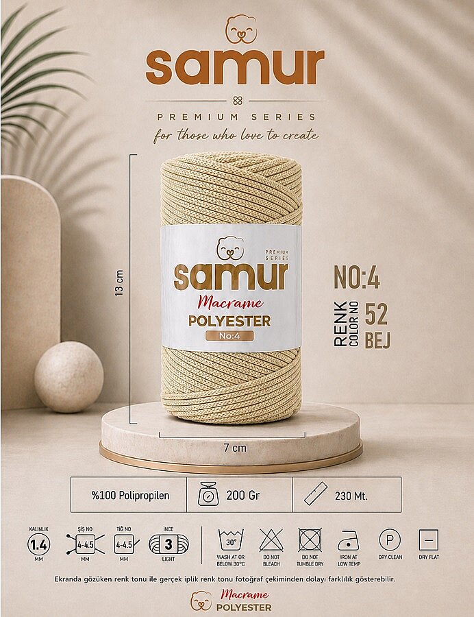 SAMUR,4 NO POLYESTER MAKROME 0052 BEJ - SAMUR