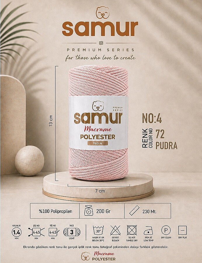 SAMUR,4 NO POLYESTER MAKROME 0072 PUDRA - SAMUR