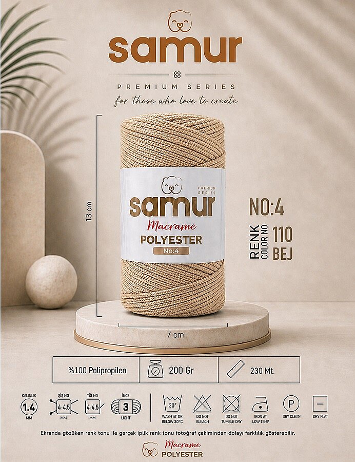 SAMUR,4 NO POLYESTER MAKROME 0110 BEJ - SAMUR