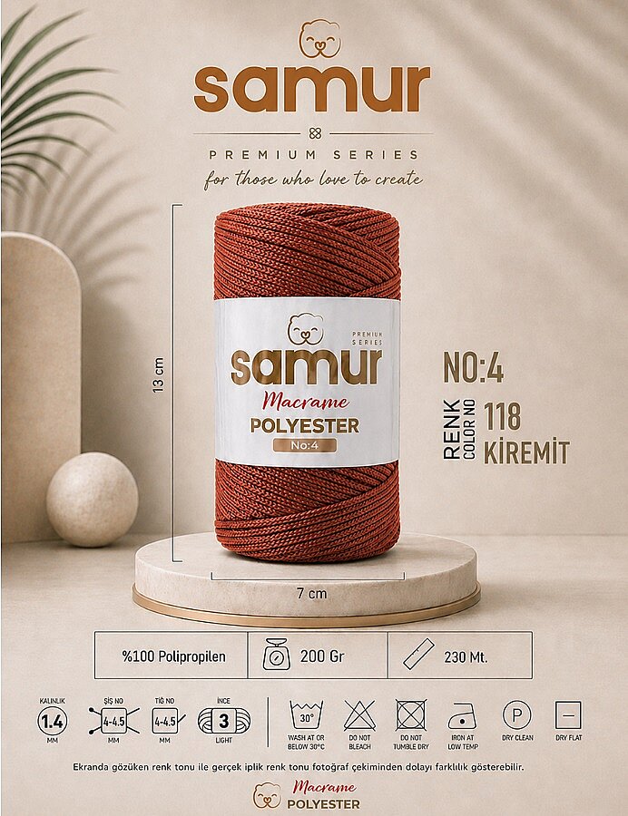 SAMUR,4 NO POLYESTER MAKROME 0118 KİREMİT - SAMUR