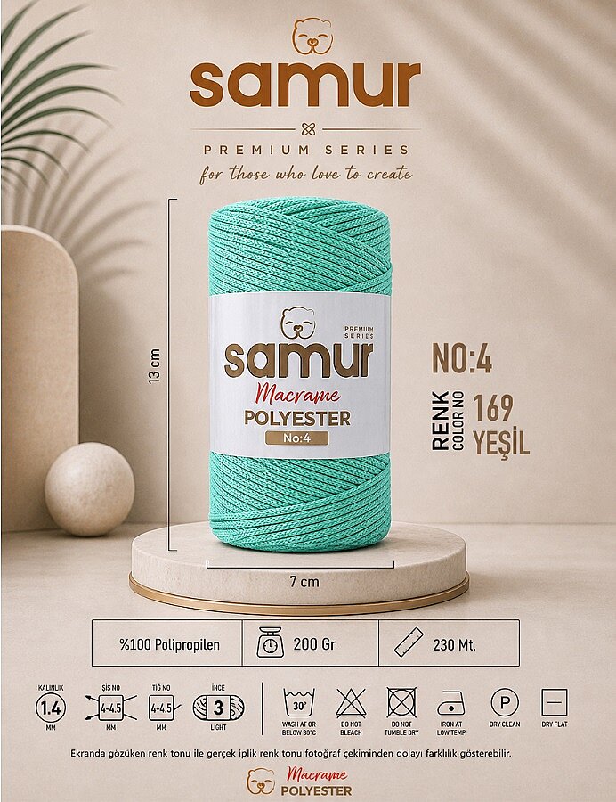 SAMUR,4 NO POLYESTER MAKROME 0169 YEŞİL - SAMUR