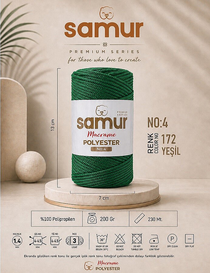 SAMUR,4 NO POLYESTER MAKROME 0172 YEŞİL - SAMUR