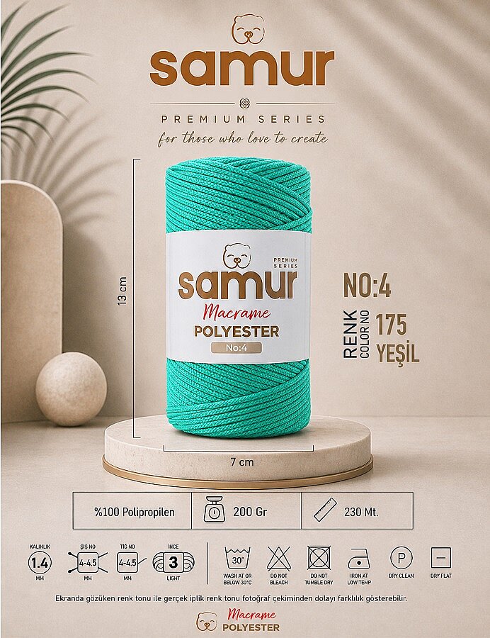 SAMUR,4 NO POLYESTER MAKROME 0175 YEŞİL - 1
