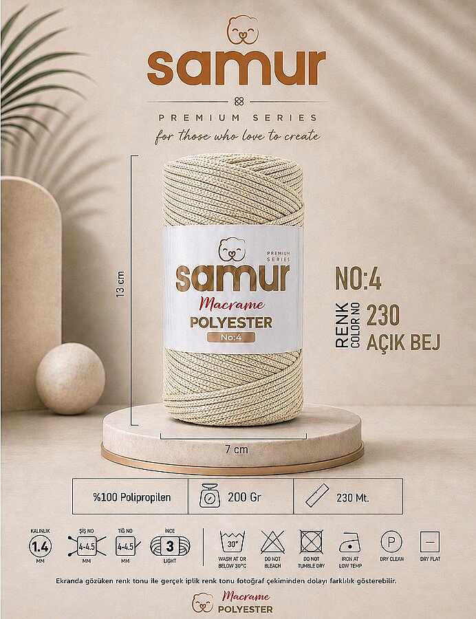 SAMUR,4 NO POLYESTER MAKROME 0230 AÇIK BEJ - SAMUR