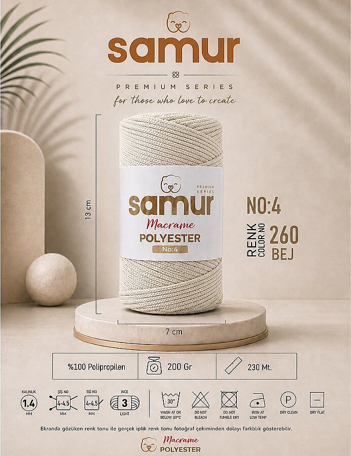 SAMUR,4 NO POLYESTER MAKROME 0260 BEJ - SAMUR