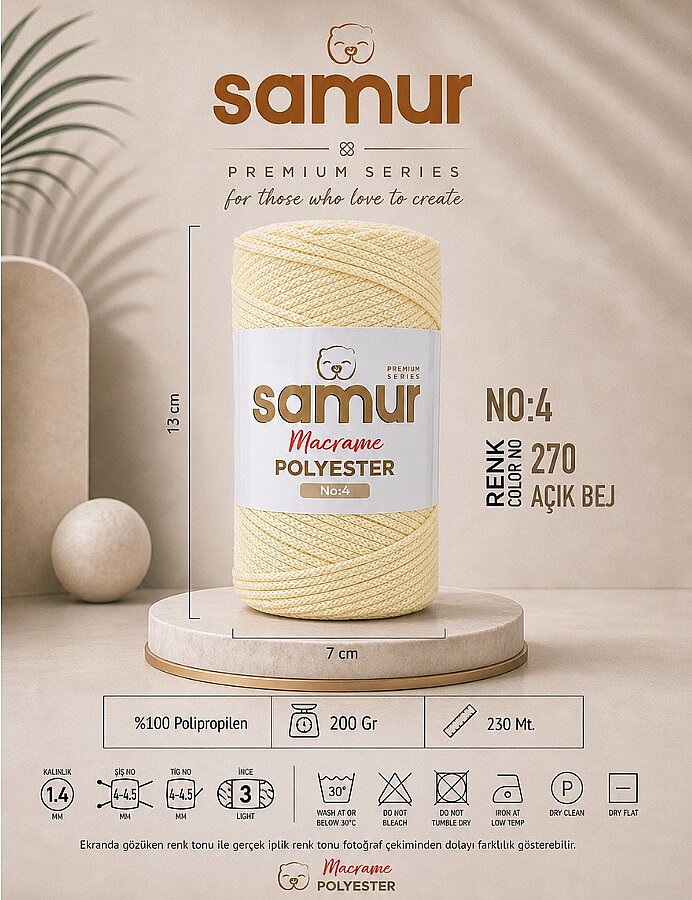 SAMUR,4 NO POLYESTER MAKROME 0270 AÇIK BEJ - SAMUR