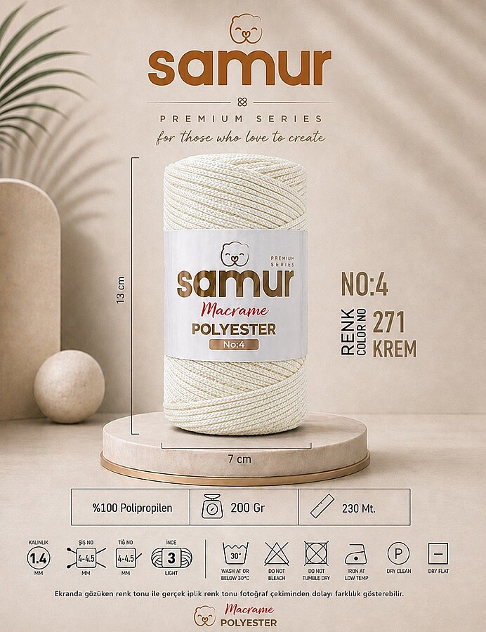 SAMUR,4 NO POLYESTER MAKROME 0271 KREM - SAMUR